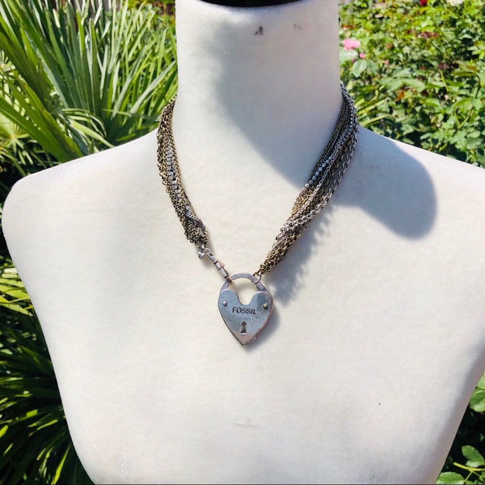 Fossil Heart Lock Necklace